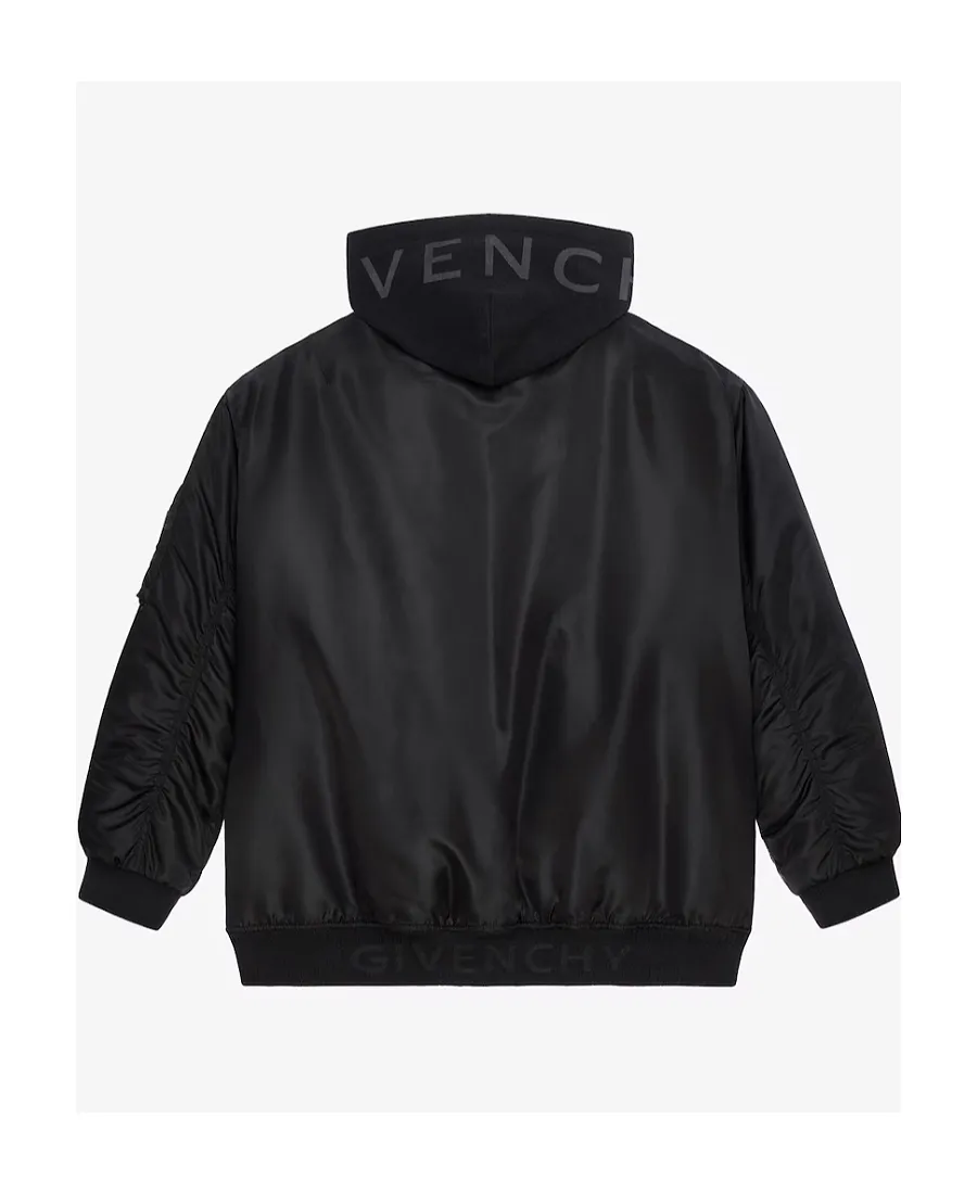 Oversized Hooded Bomber Jacket In Nylon