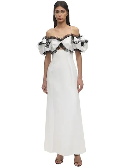 Ruffled Satin Crepe Dress