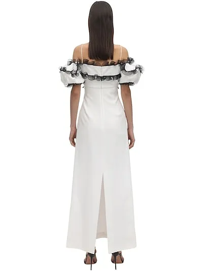 Ruffled Satin Crepe Dress