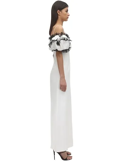 Ruffled Satin Crepe Dress