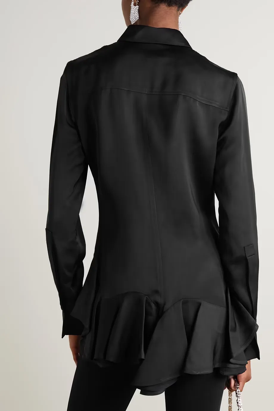Ruffled Satin Crepe Shirt