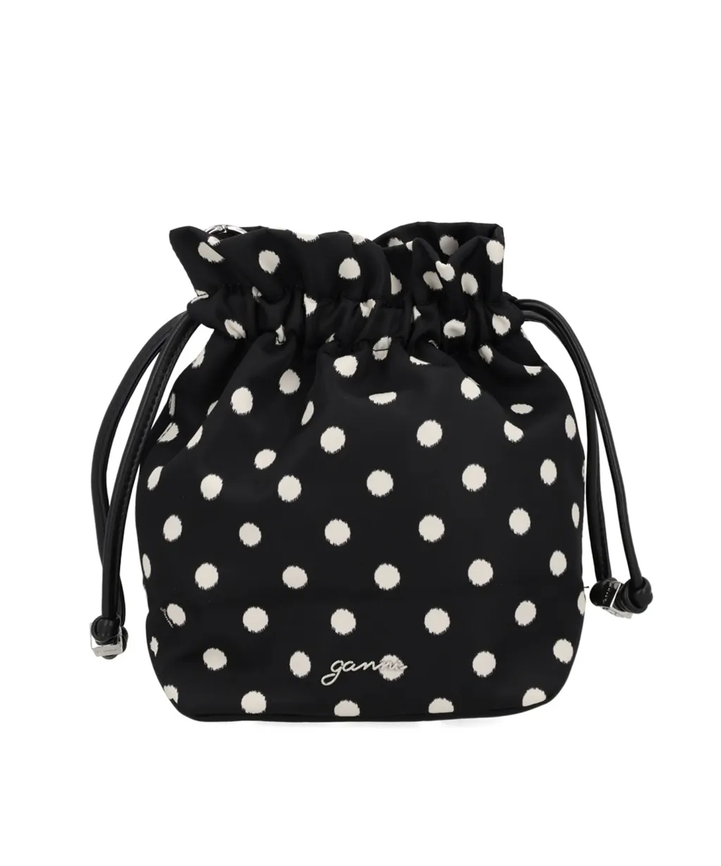 Ganni Printed Polka Dot Bucket Pouch