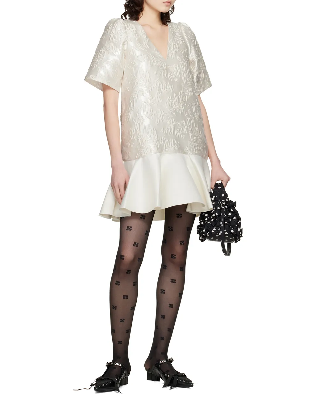 Ganni Satin Cloque Mini Dress