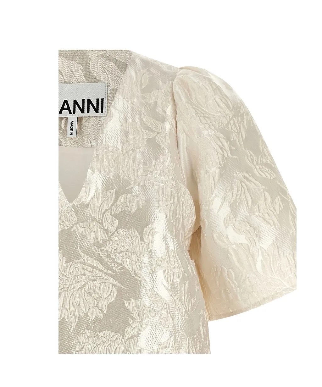 Ganni Satin Cloque Mini Dress
