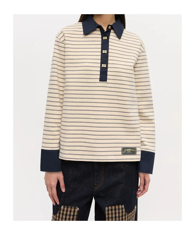 Ganni Striped Polo Shirt