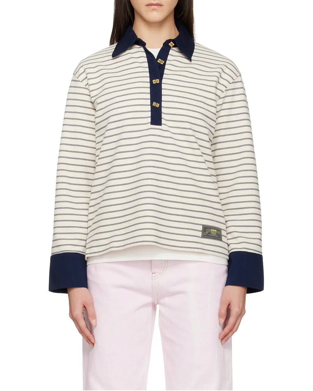 Ganni Striped Polo Shirt