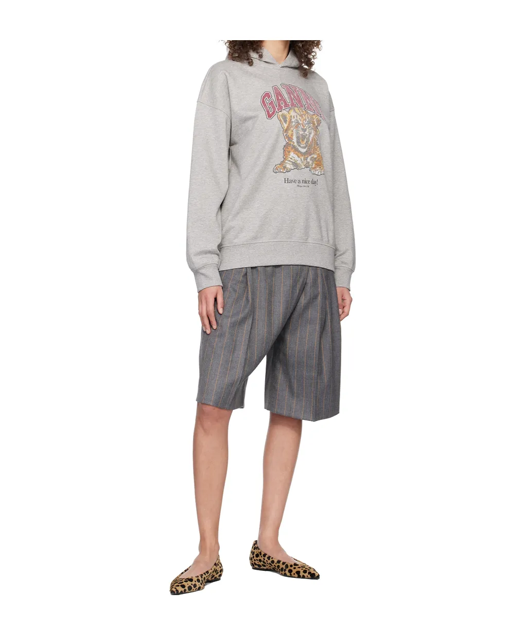 Wool Blend Striped Shorts