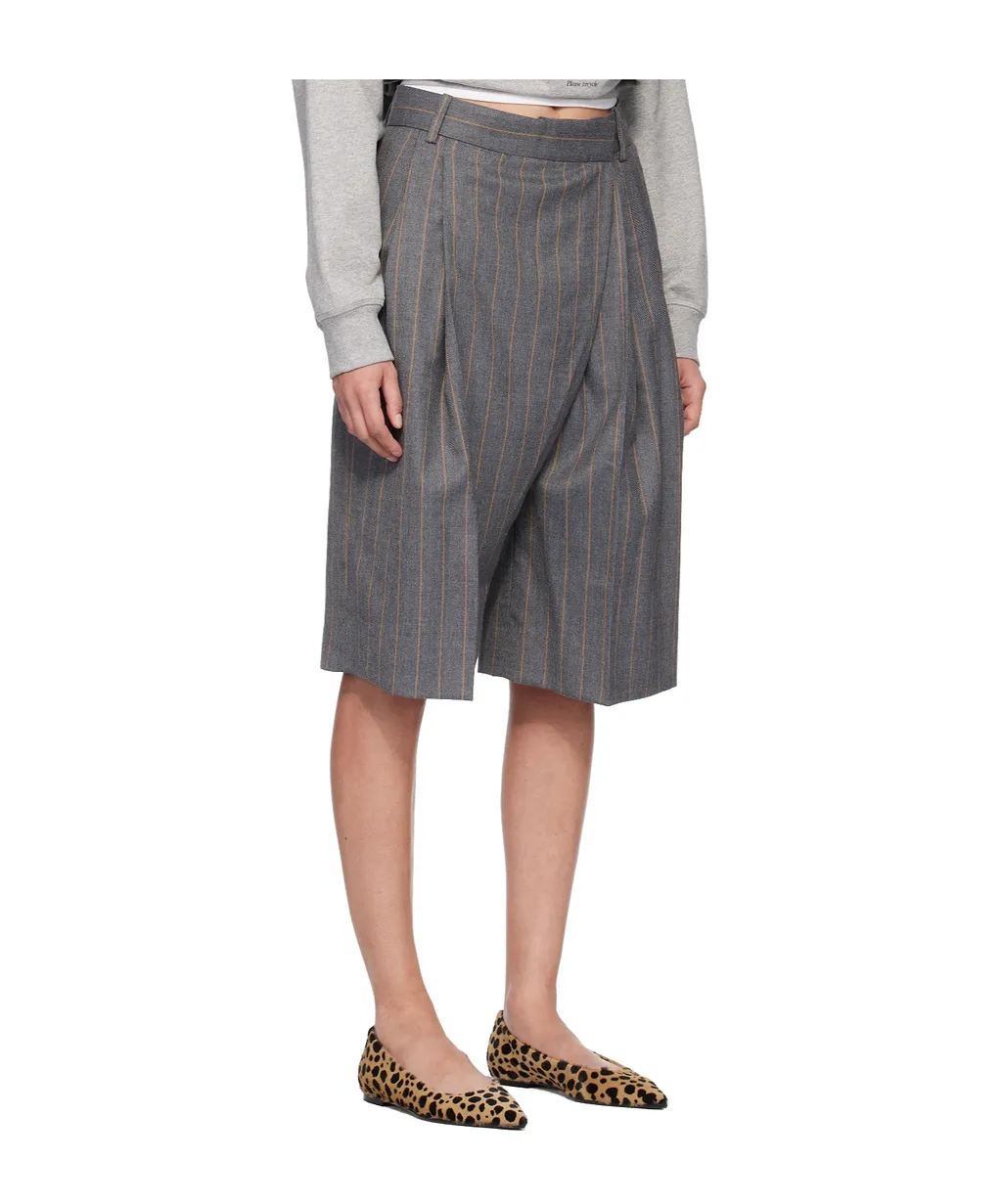 Wool Blend Striped Shorts