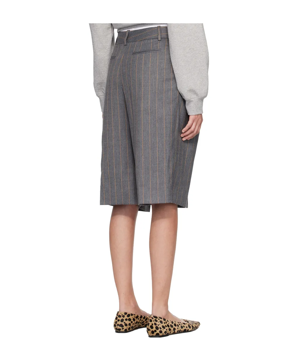 Wool Blend Striped Shorts
