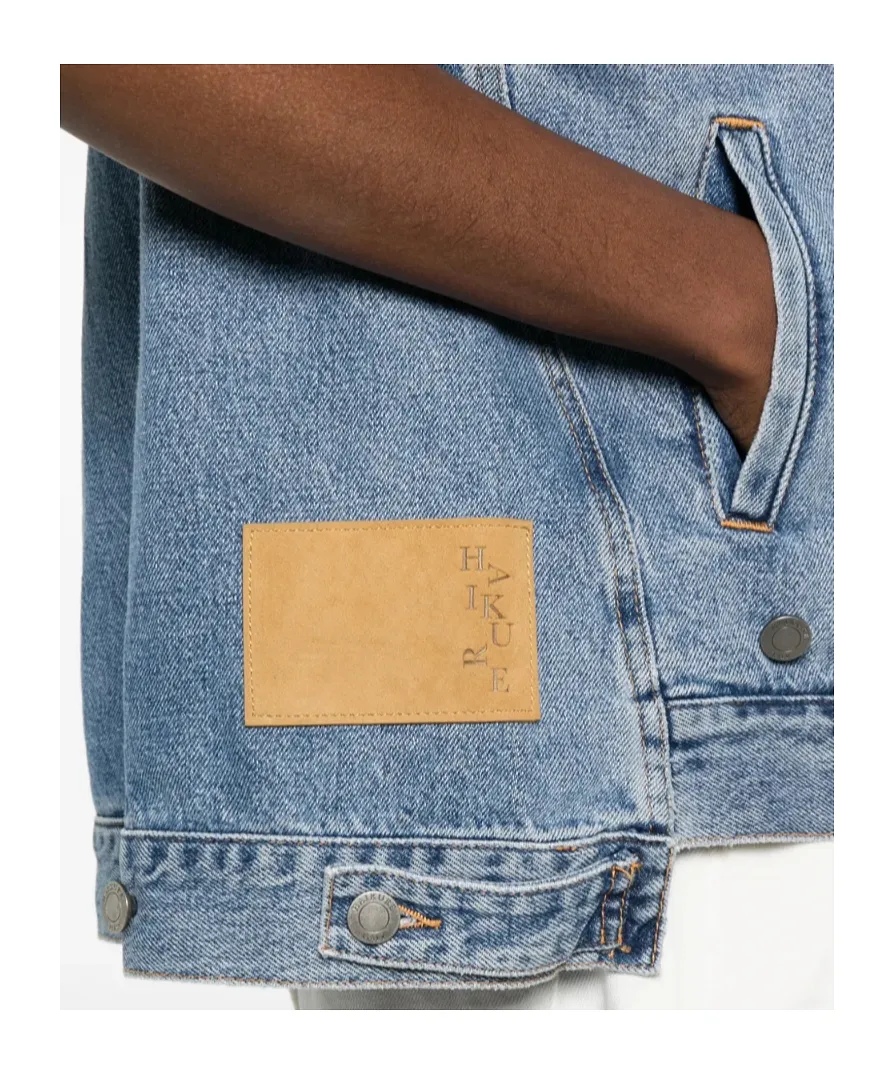 Haikure Button-Down Denim Sleeveless Vest