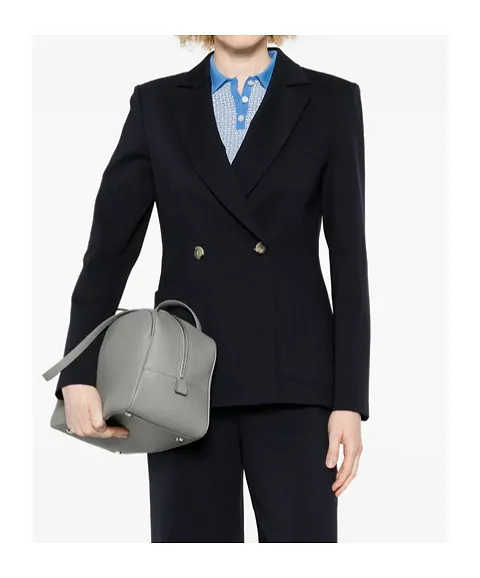 Notched-Lapel Double-Breasted Blazer