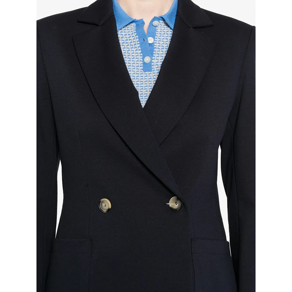 Notched-Lapel Double-Breasted Blazer