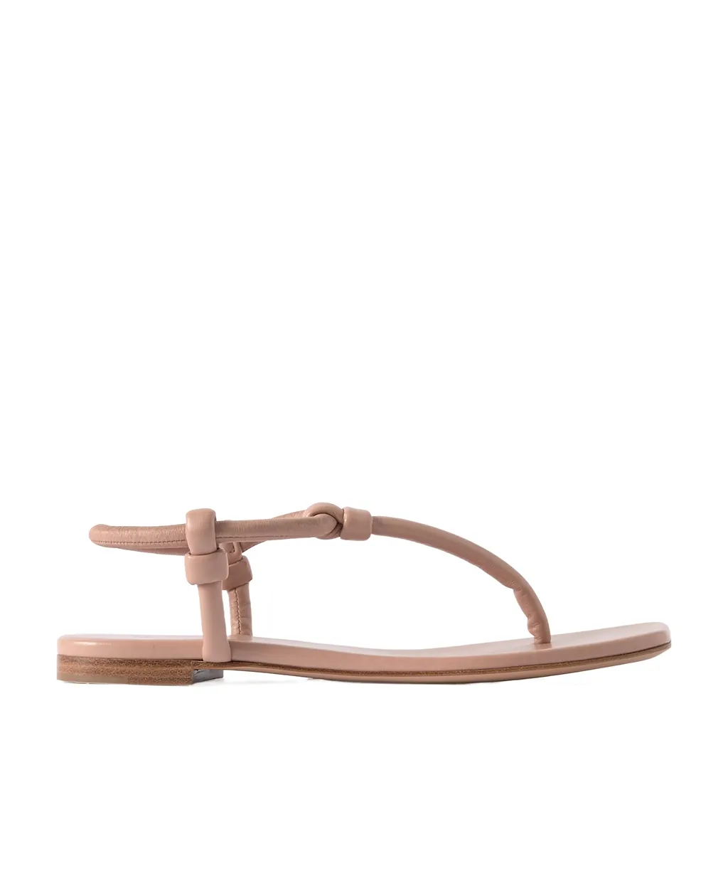 Knot-Trimmed Flat Sandals