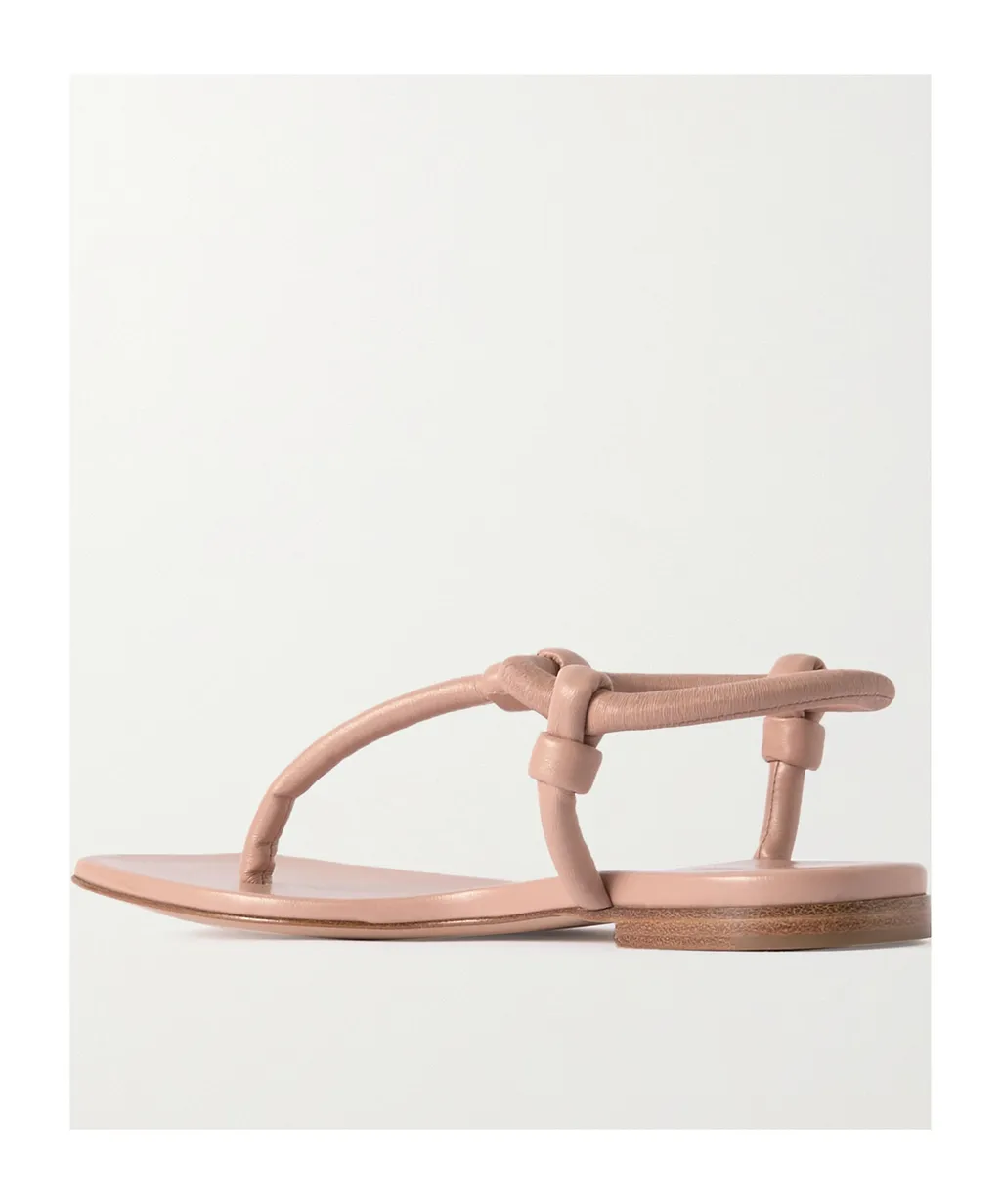 Knot-Trimmed Flat Sandals
