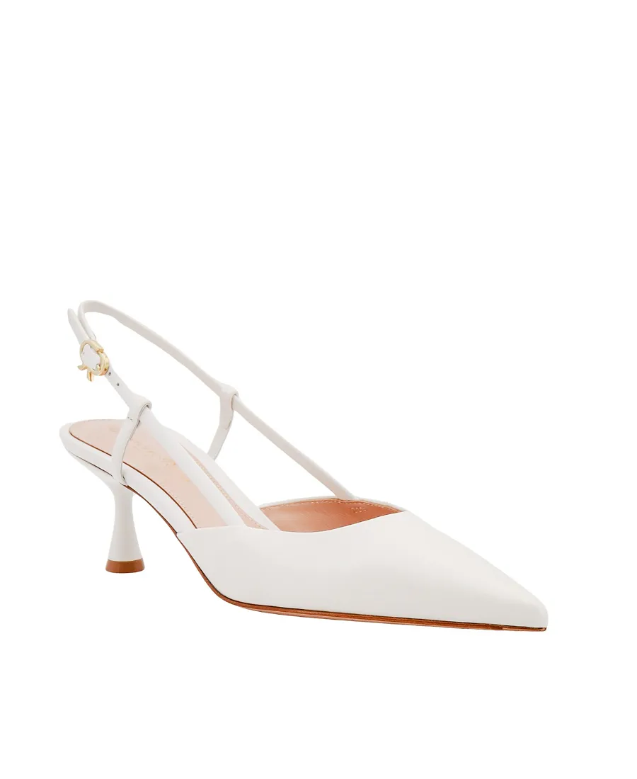 Point Toe Slingback Leather Pumps