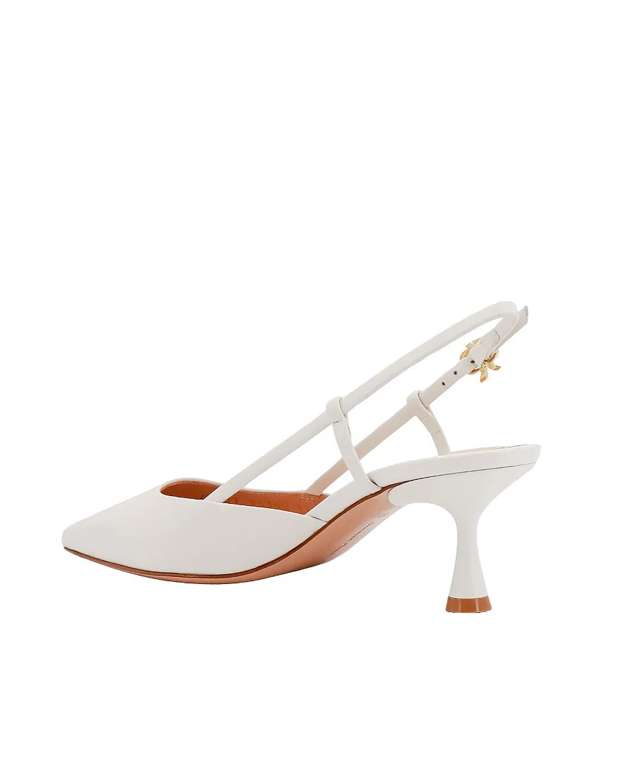 Point Toe Slingback Leather Pumps