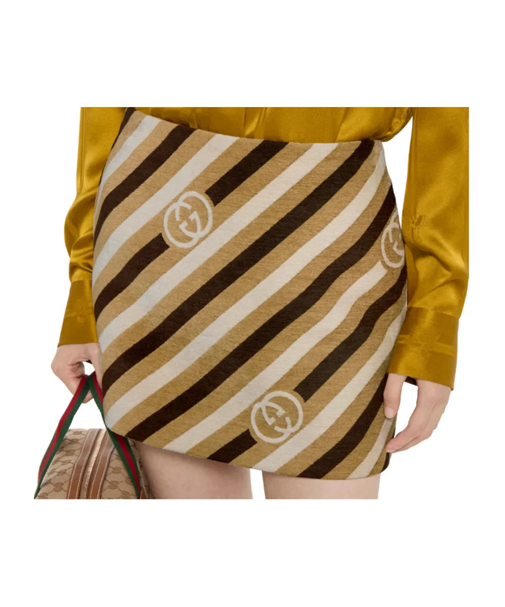 Gucci Diagonal Gg Velvet Skirt