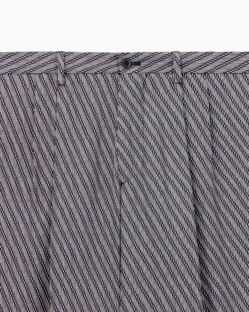 Diagonal-Print Pleated Trousers