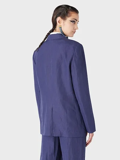Double-Breasted Linen Suit Jacket