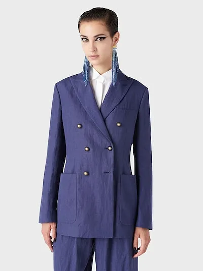 Double-Breasted Linen Suit Jacket