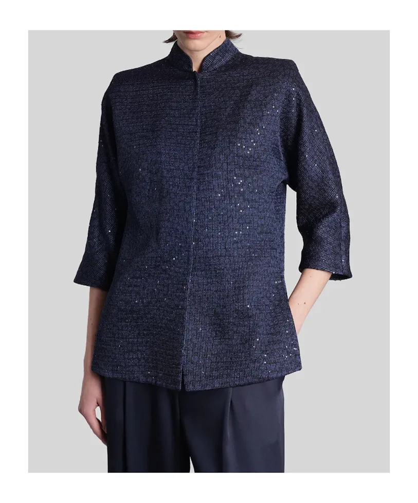 Giorgio Armani Sequin Embellished Crewneck Jacket