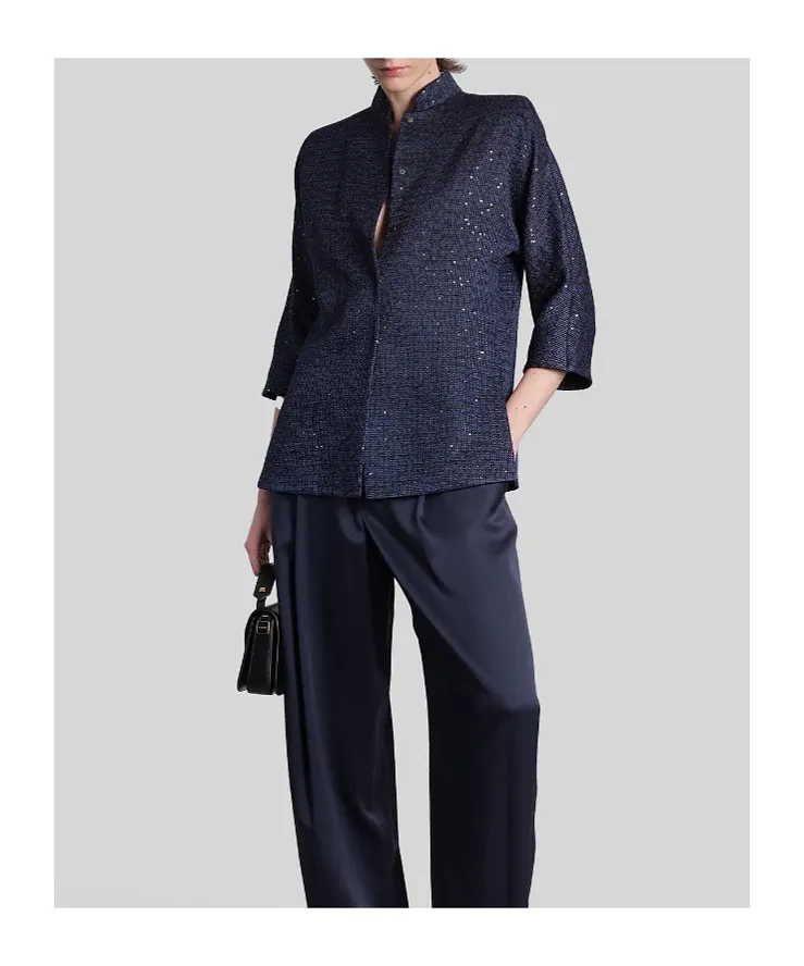 Giorgio Armani Sequin Embellished Crewneck Jacket