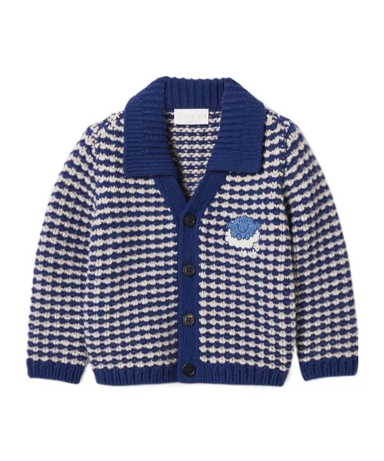 Gucci Kids Mr Happy Striped Knit Cardigan