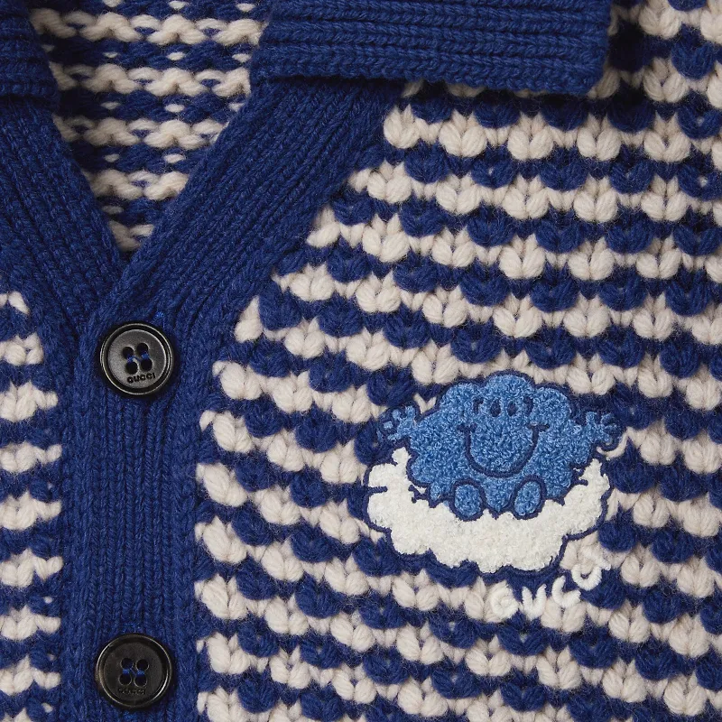 Gucci Kids Mr Happy Striped Knit Cardigan