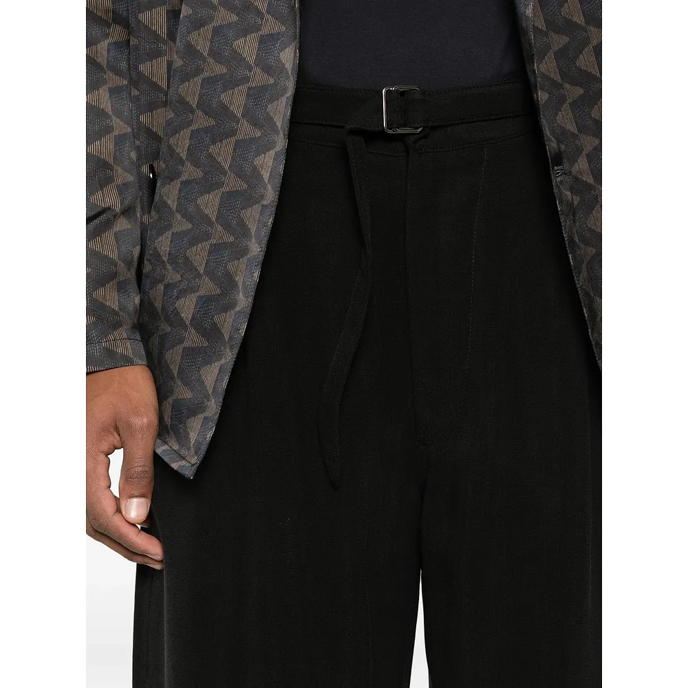 Pleated Wide-Leg Trousers With A Belt