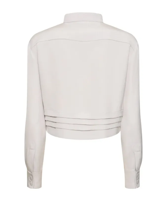 Silk Satin Crop Shirt W/ Pleats