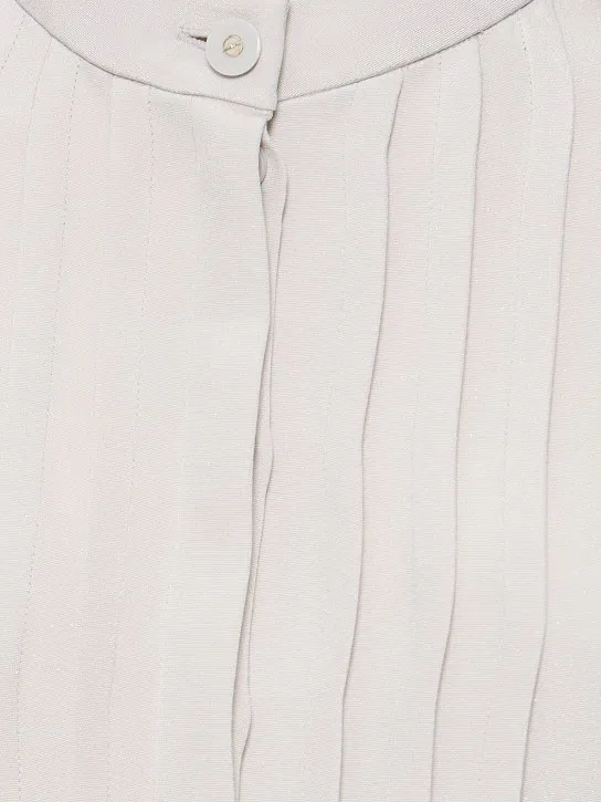 Silk Satin Crop Shirt W/ Pleats