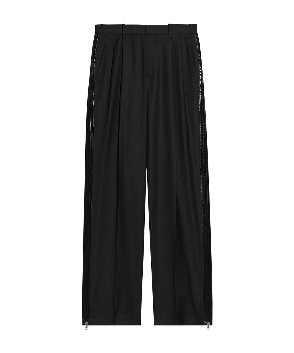 Zip-Detail Pleated Trousers
