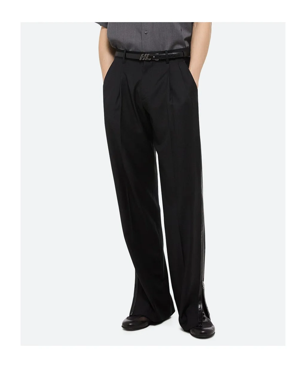Zip-Detail Pleated Trousers