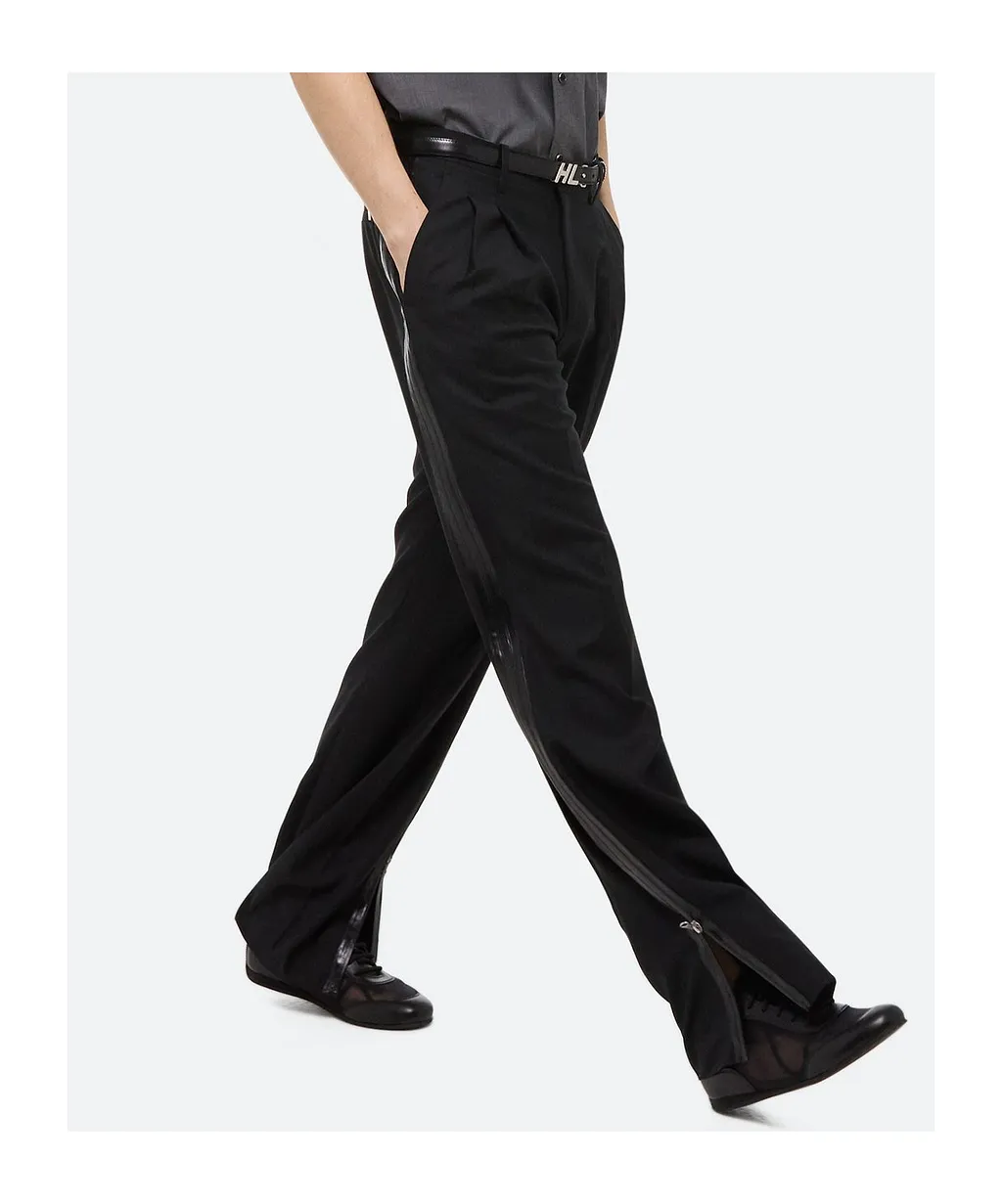 Zip-Detail Pleated Trousers