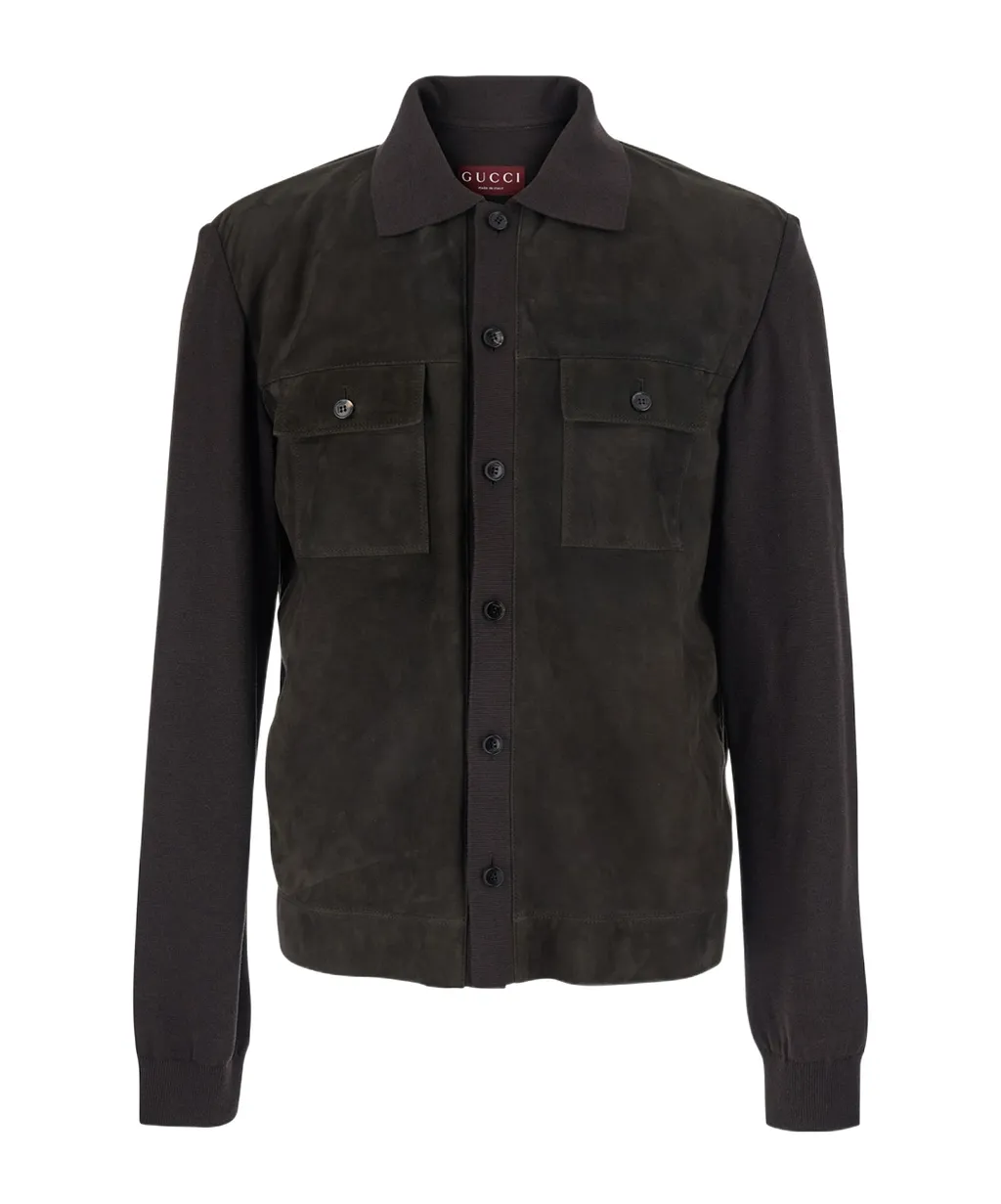 Gucci Button-Front Pocket Leather Jacket