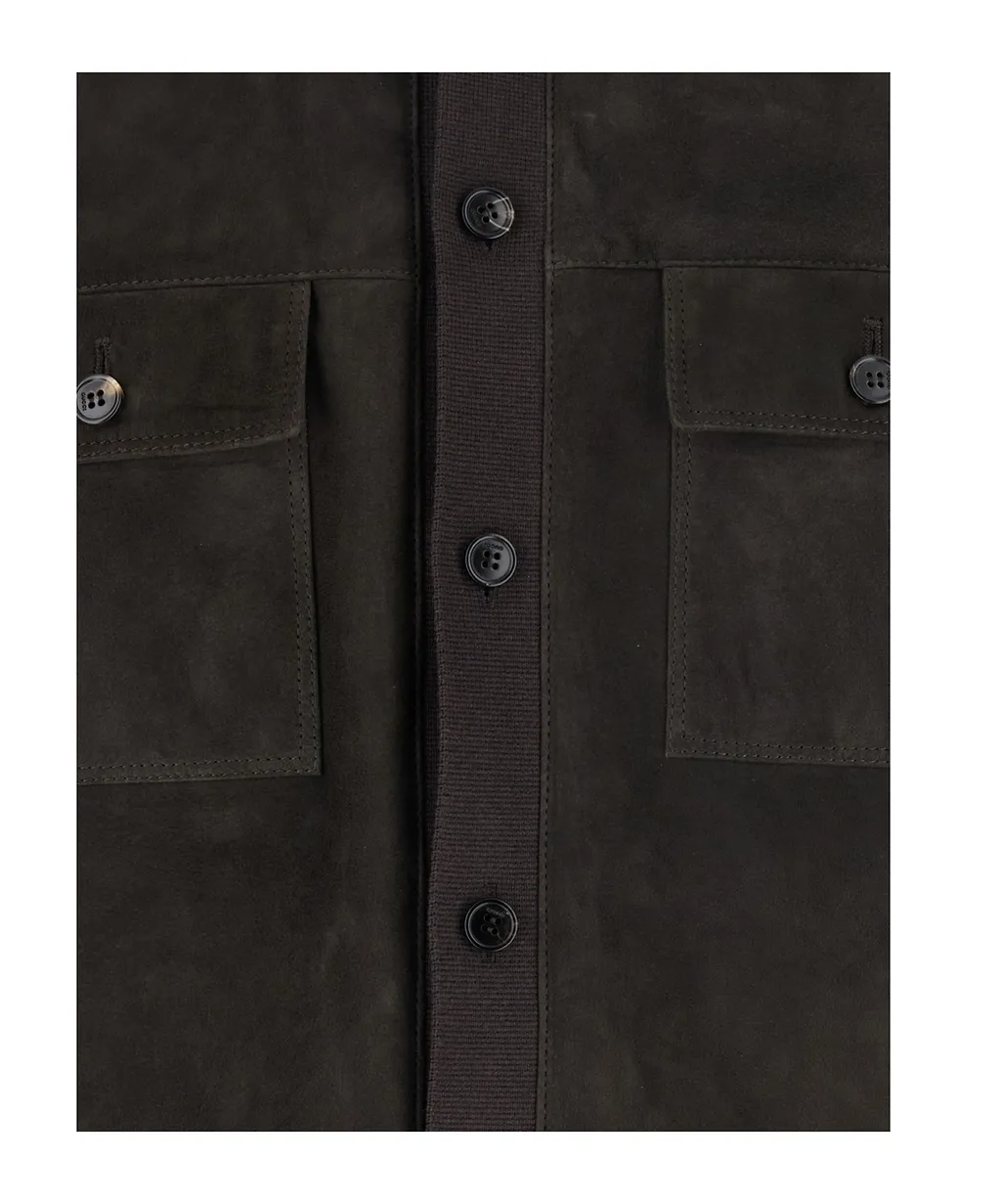 Gucci Button-Front Pocket Leather Jacket