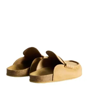 Stitch Loafer Mules In Mustard