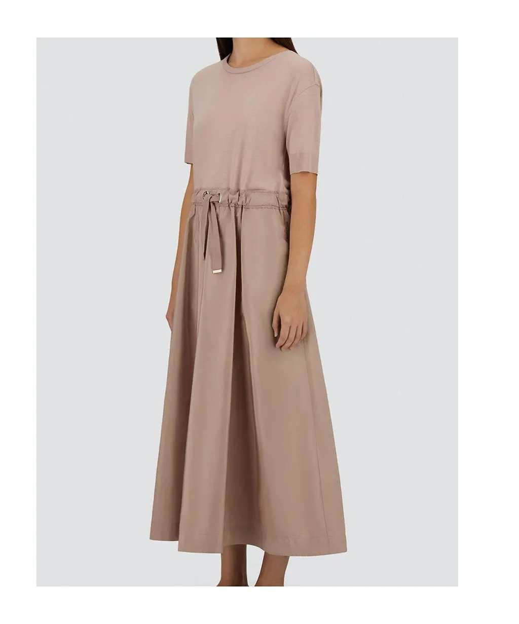 Herno Pleated Drawstring Maxi Dress