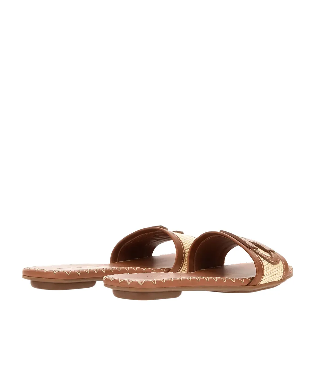Hogan H685 Raffia-Trim Flat Sandals