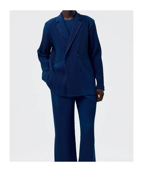 Homme Plissé Issey Miyake Double Breasted Pleated Jacket