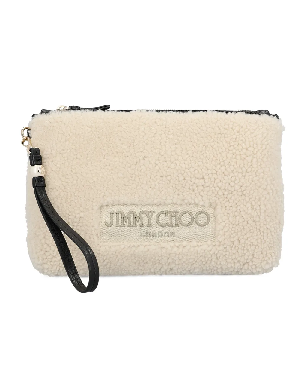 Jimmy Choo Logo Embroidered Clutch Bag