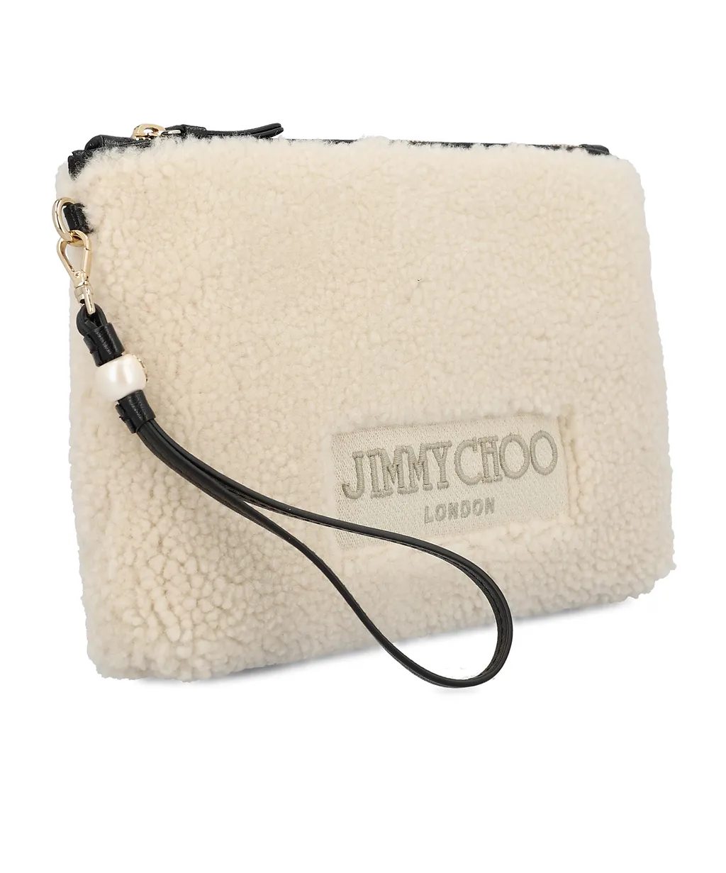 Jimmy Choo Logo Embroidered Clutch Bag