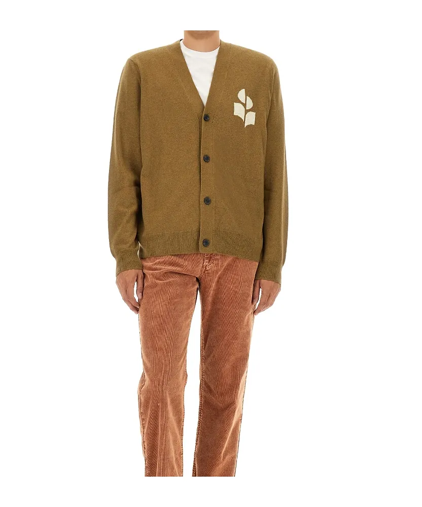 Isabel Marant Logo Intarsia-Knit V-Neck Cardigan