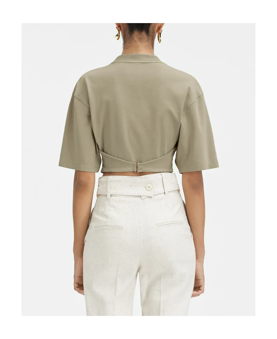 Corset-Detail Cotton T-Shirt