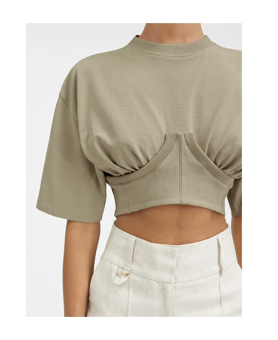 Corset-Detail Cotton T-Shirt