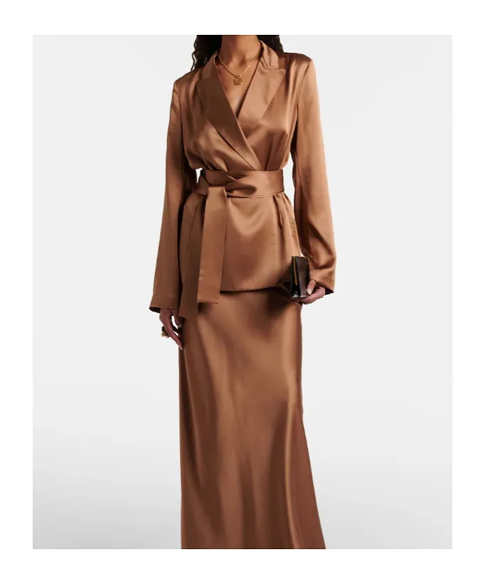 Archer Double-Breasted Silk Satin Blazer