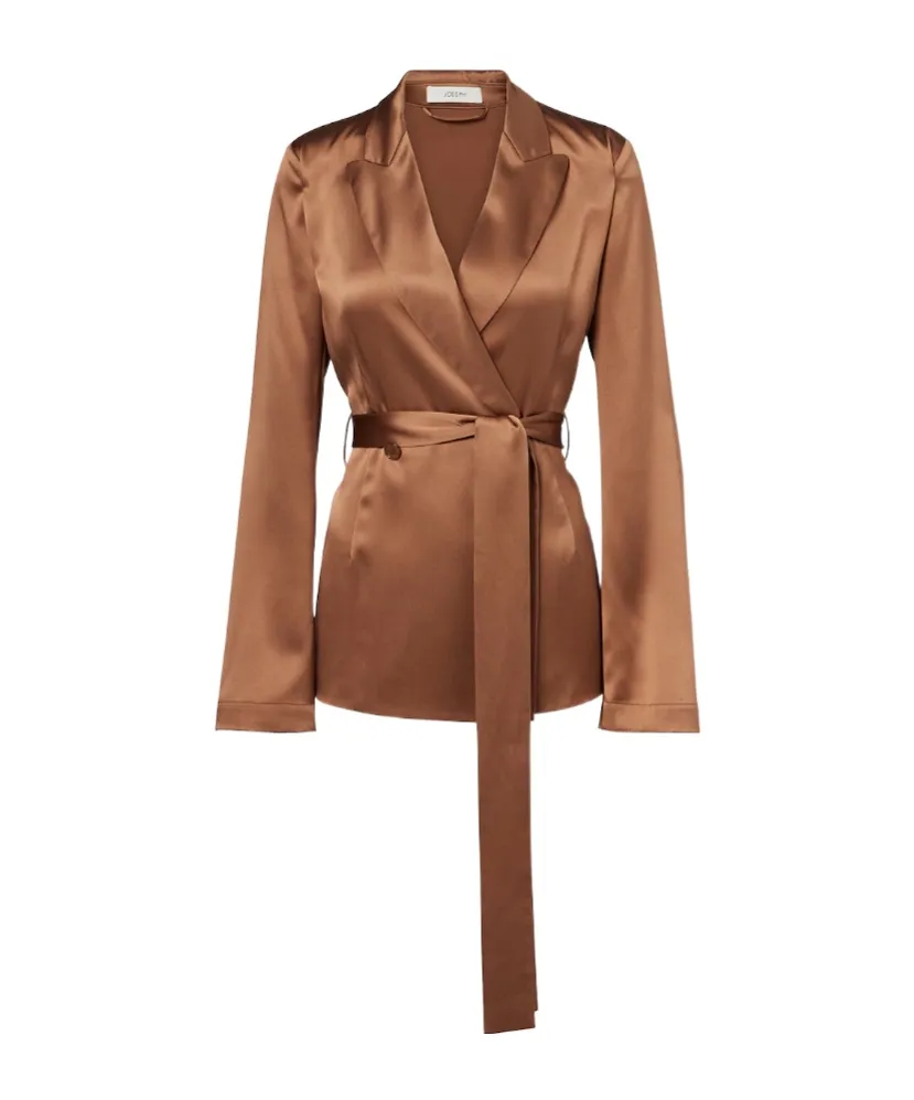 Archer Double-Breasted Silk Satin Blazer