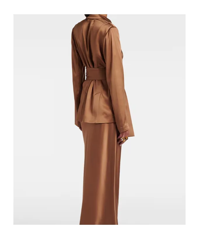 Archer Double-Breasted Silk Satin Blazer