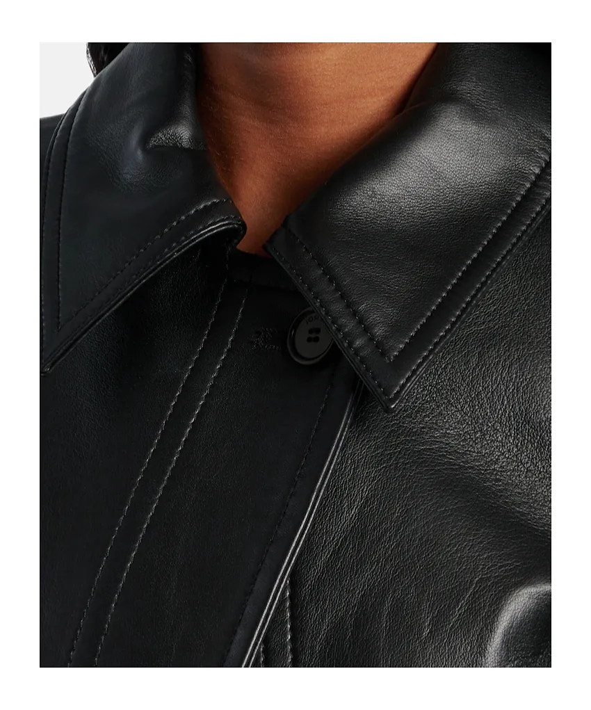 Caron Cropped Long-Sleeved Leather Jacket