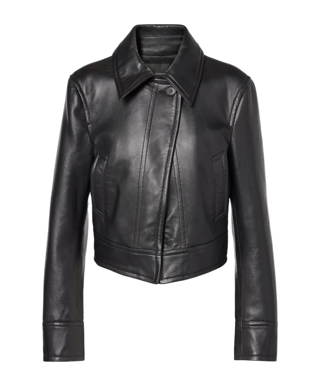 Caron Cropped Long-Sleeved Leather Jacket